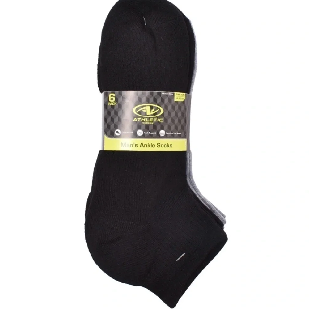 Athletic Works Men's Ankle Socks, 6-Pack, Sock